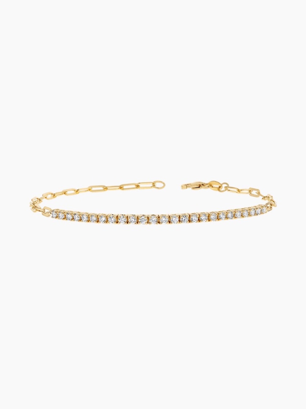 Baby Gold Diamond Tennis Bracelet Paper Clip Link